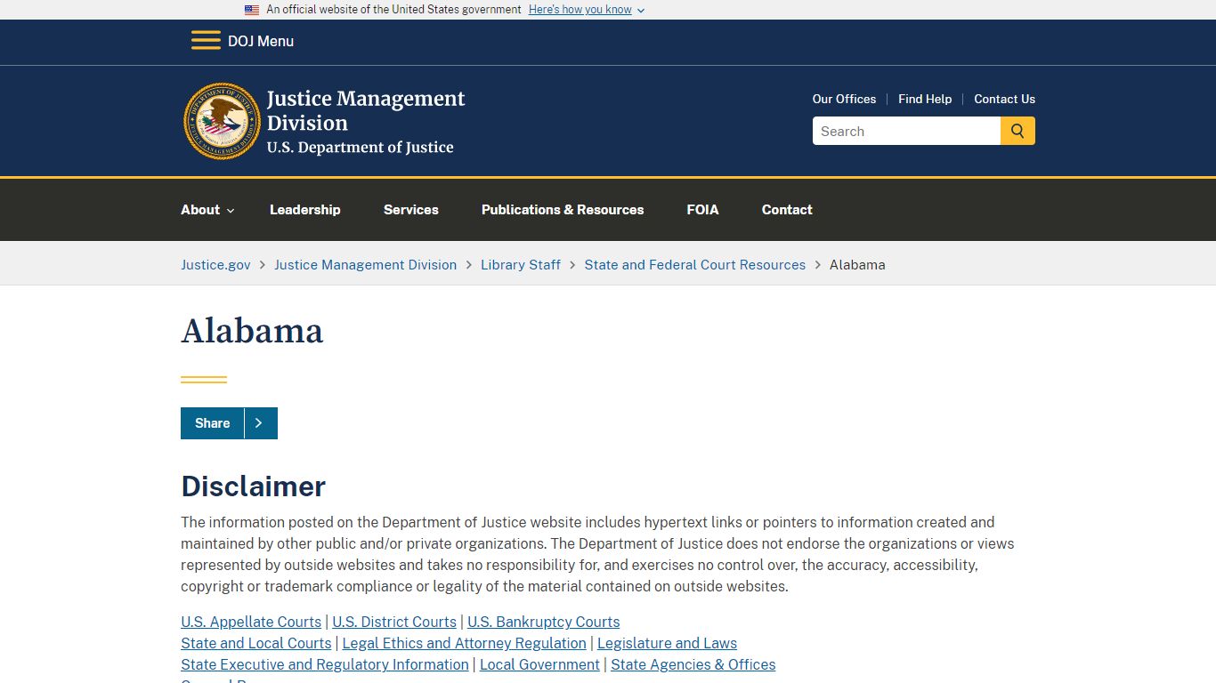 Justice Management Division | Alabama